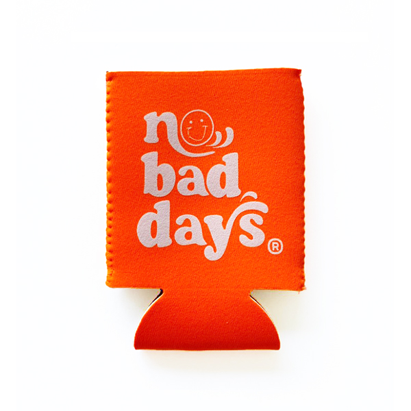 NO BAD DAYS ® Can Cooler Cozie Beverage Holder Neoprene Drink Sleeve Color:OrangeySmiley