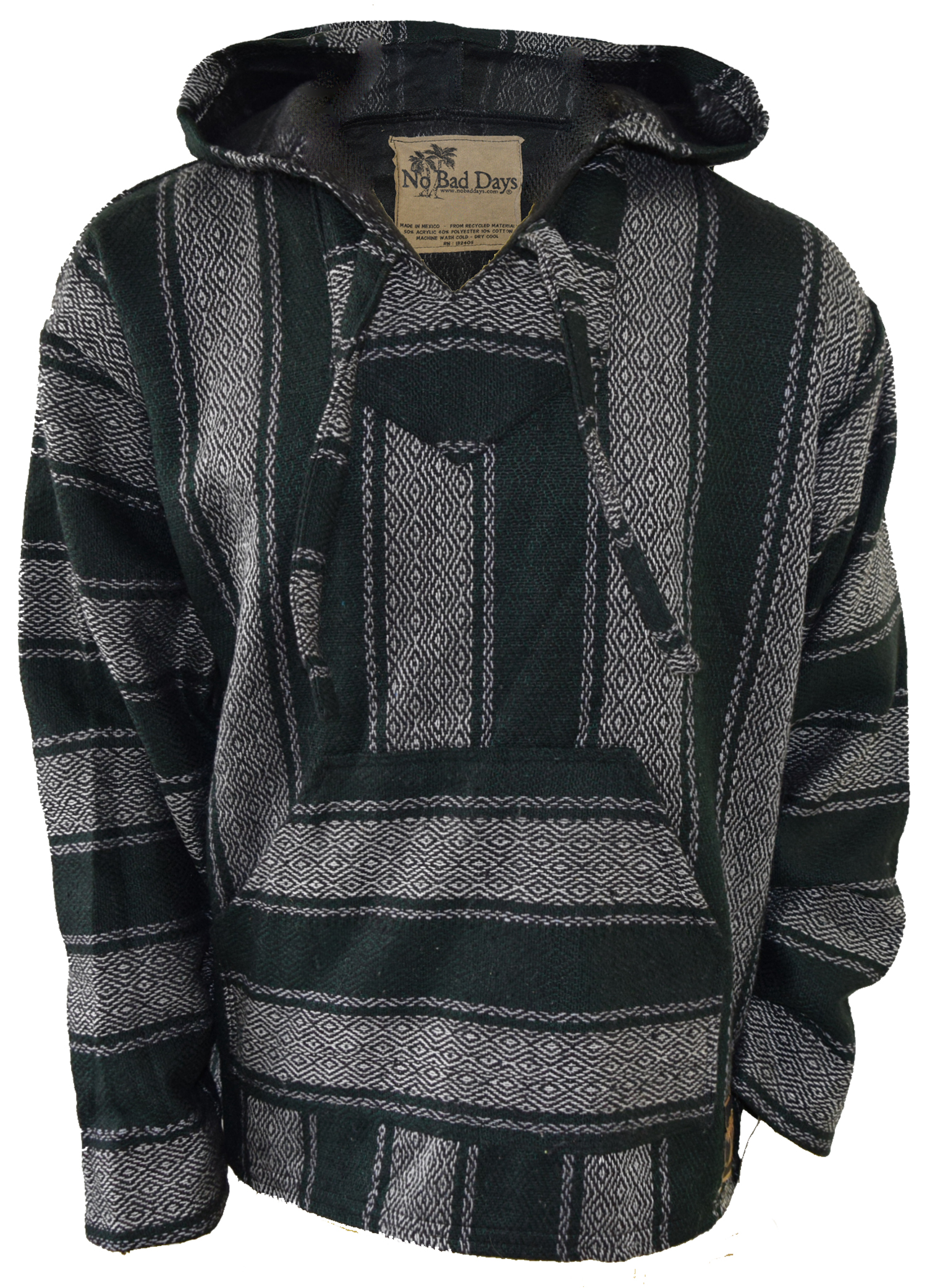 No Bad Days: No Bad Days Baja Hoodie - Gray Dark Green Diamond